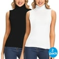 thumbnail image 1 of MANIFIQUE 2 Packs Women's Lightweight Fitted Sleeveless Turtleneck Tops, 1 of 7