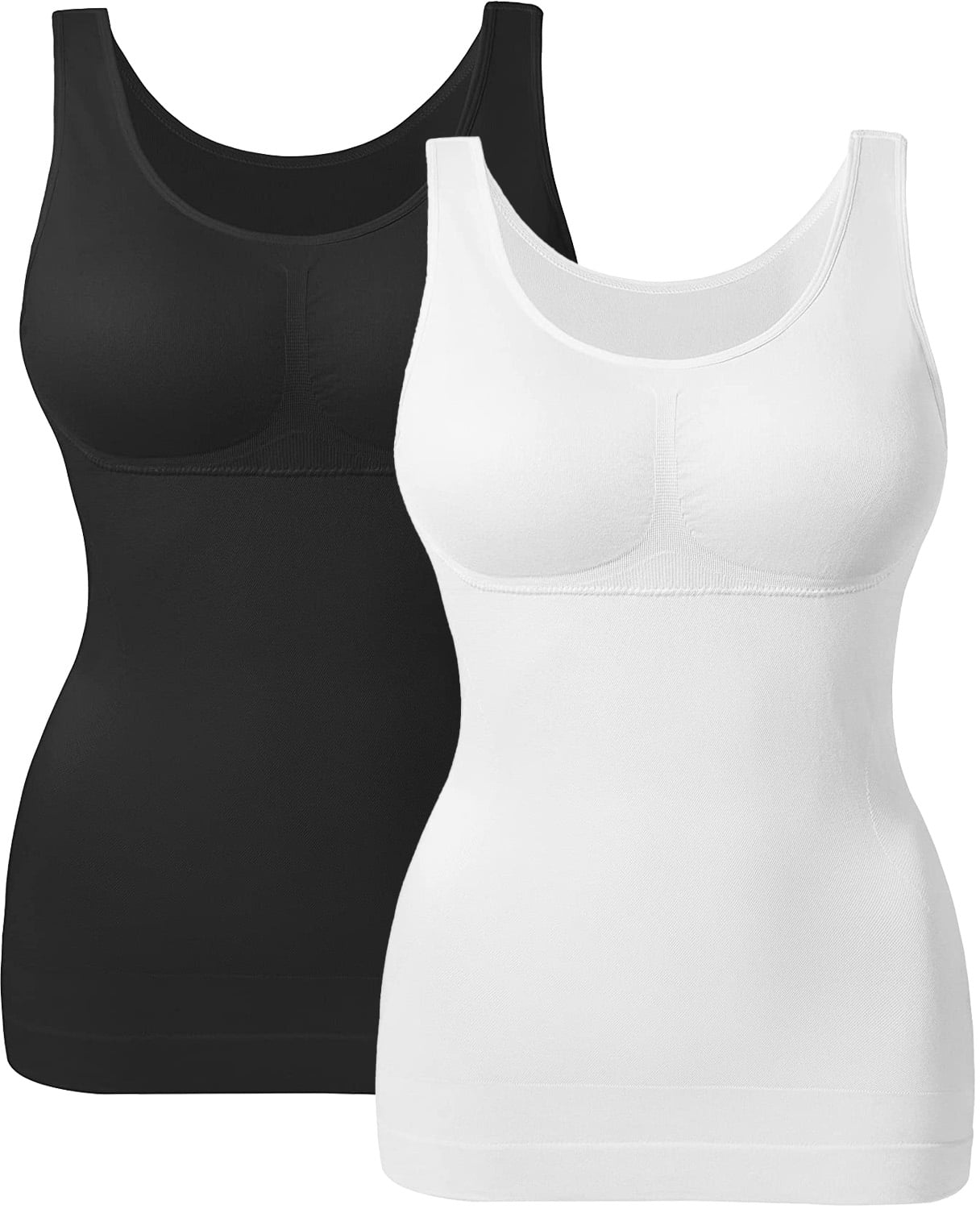 MANIFIQUE Women's Slimming Tank Top with Built in Bras, Everyday Shapewear,  White Compression Body Tank
