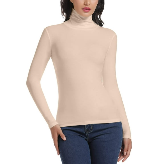 MANIFIQUE Women's Turtleneck Long Sleeve Shirts Fall Fashion Basic Thermal Underwear Tops Winter Clothes 2025