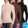 thumbnail image 1 of MANIFIQUE 3 Packs Women's Turtleneck Long Sleeve Shirts Fall Fashion Basic Thermal Underwear Tops Winter Clothes 2026, 1 of 6