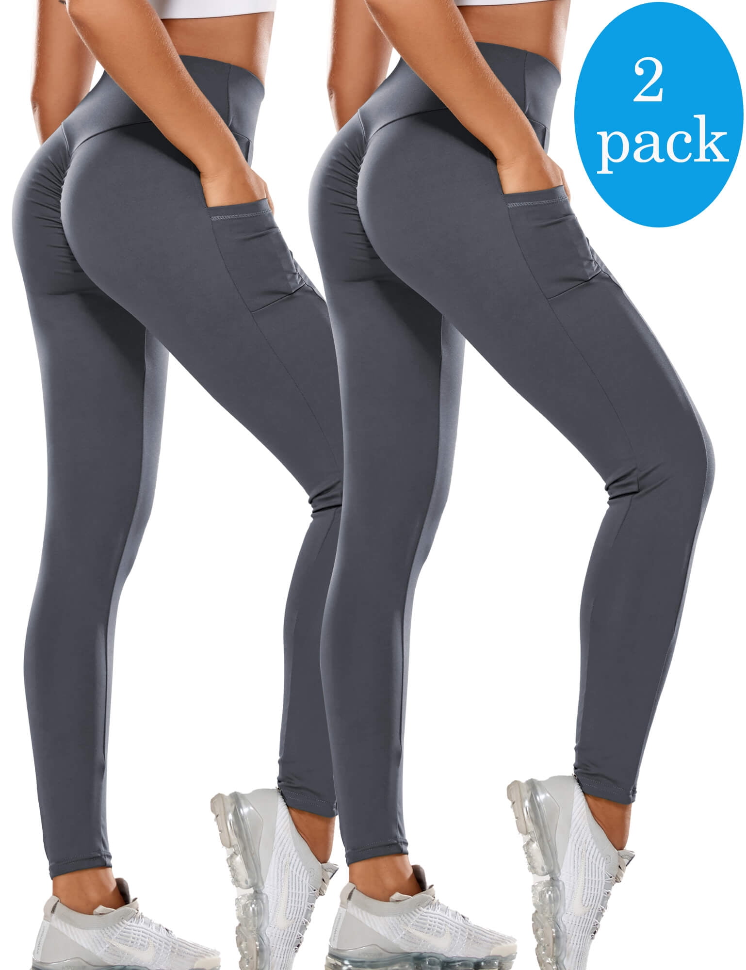 MANIFIQUE 2 Packs Workout Leggings for Women with Pockets Scrunch