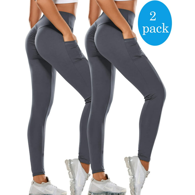 MANIFIQUE 2 Packs Workout Leggings for Women with Pockets Scrunch Tights  Tummy Control Gym Fitness Girl Sport Active Yoga Pants 