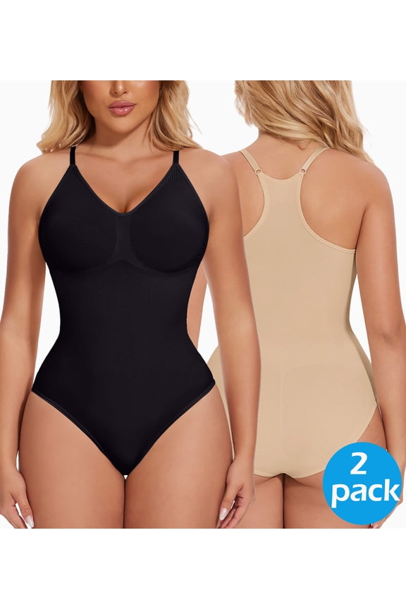 Tummy Control Racerback Body Suit for Women - Seamless Compression Slimming Shaping Bodysuit
