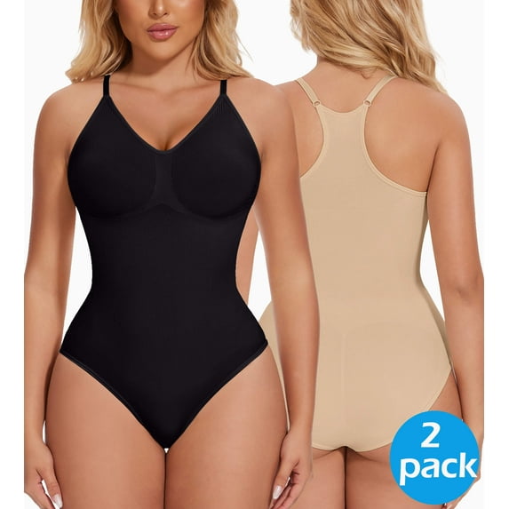 MANIFIQUE Tummy Control Racerback Body Suit for Women - Seamless Compression Slimming Shaping Bodysuit