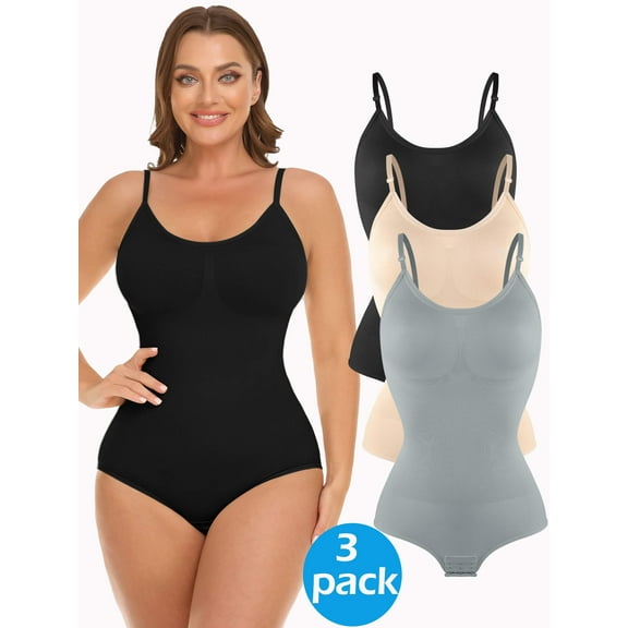 MANIFIQUE 3 Piece Shapewear Bodysuits Women Clothing Tummy Control Seamless Full Body Shaper V Neck Jumpsuits Top