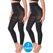 MANIFIQUE 2 Pieces Compression Leggings for Women Tummy Control Butt Lifting Shapewear High Waist Thigh Slimmer Pants Body Shaper