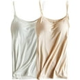 thumbnail image 1 of MANIFIQUE 2 Packs Womens Modal Built-in Bra Padded Camisole Yoga Tanks Tops, 1 of 7