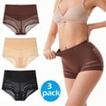 thumbnail image 1 of MANIFIQUE 3 Packs Shapewear Tummy Control Panties for Women Seamless Stripe Lace Body Shaper Underwear Slim Panty, 1 of 6