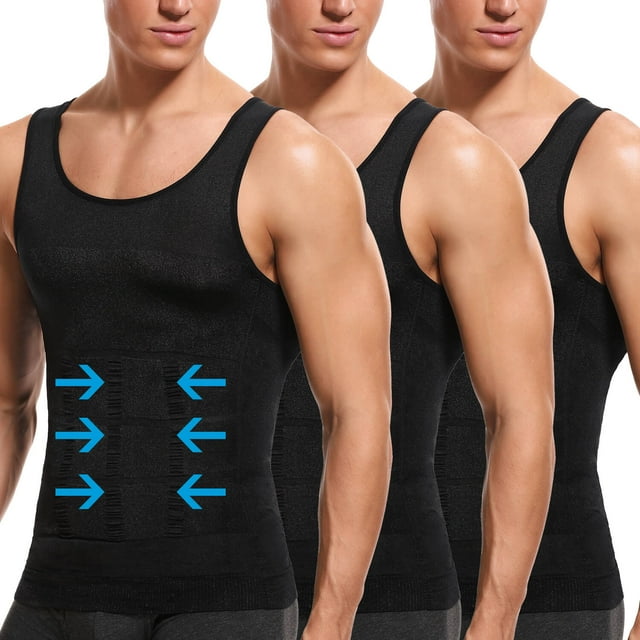 MANIFIQUE 3 Packs Men's Compression Shirts Slimming Tank Top Workout