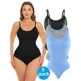 thumbnail image 1 of MANIFIQUE 3 Packs Women's Shapewear Bodysuit Tummy Control Body Shaper Waist Snatching Body Suit Thong, 1 of 7