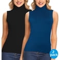thumbnail image 1 of MANIFIQUE 2 Packs Women Sleeveless Mock Turtleneck Tank Tops Slim Fit Stretchy Layer Tee Shirts, 1 of 7