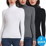 MANIFIQUE 3 Packs Womens Turtleneck Long Sleeve Shirts Fall Fashion Basic Thermal Underwear Tops Winter Clothes 2026