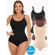 MANIFIQUE 3 Piece Shapewear Bodysuits Women Clothing Tummy Control Seamless Full Body Shaper V Neck Jumpsuits Top