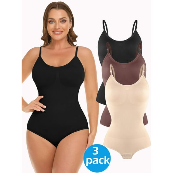 MANIFIQUE 3 Piece Shapewear Bodysuits Women Clothing Tummy Control Seamless Full Body Shaper V Neck Jumpsuits Top