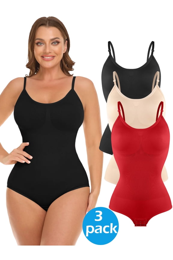 3 Piece Shapewear Bodysuits Women Clothing Tummy Control Seamless Full Body Shaper V Neck Jumpsuits Top