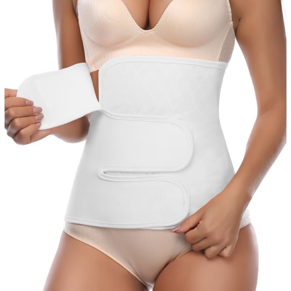 MANIFIQUE Belly Binder Postpartum Essentials for Natural and C-Section Recovery, Adjustable Compression Wrap, After Birth Brace, Abdominal Band, 12" High