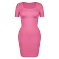 thumbnail image 1 of MANIFIQUE Shapewear Slips for Under Dresses, Square Neckine Tummy Control Short Sleeve Seamless Slim Fit Mini Dresses, 1 of 5
