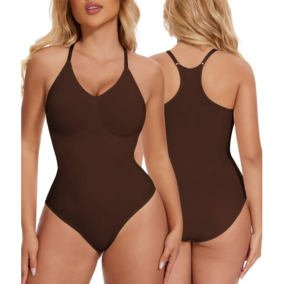 MANIFIQUE Women V Neck Smoothing Shapewear Bodysuit, Seamless Shaping Fit & Comfortable Support, Sizes S–3XL