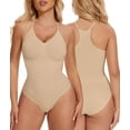 thumbnail image 1 of MANIFIQUE Women V Neck Smoothing Shapewear Bodysuit, Seamless Shaping Fit & Comfortable Support, Sizes S–3XL, 1 of 7