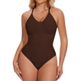 thumbnail image 1 of MANIFIQUE Women's Everyday Seamless Bodysuit, V Neck Racerback, Sizes S-3XL, 1 of 6