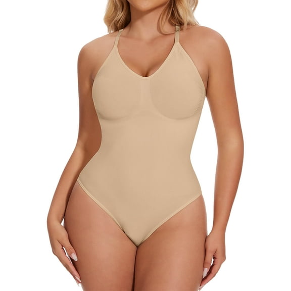 MANIFIQUE Women V Neck Smoothing Shapewear Bodysuit, Seamless Shaping Fit & Comfortable Support, Sizes S–3XL