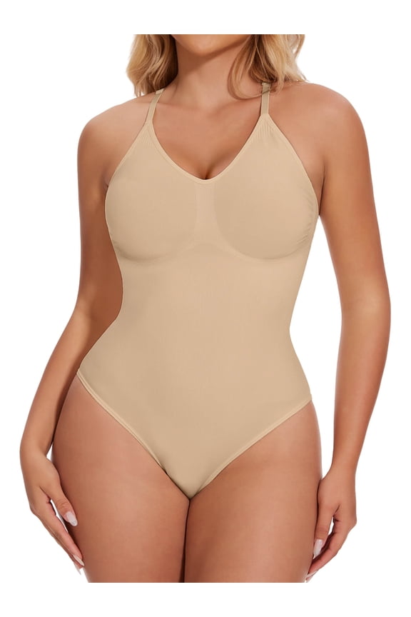 Women's Everyday Seamless Bodysuit, V Neck Racerback, Sizes S-3XL