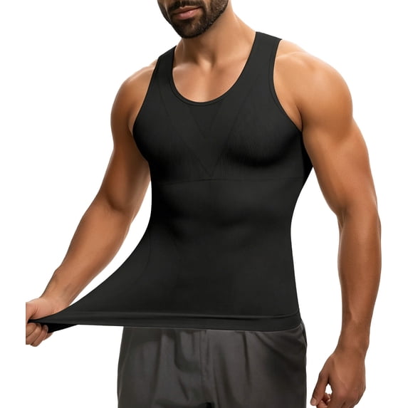 MANIFIQUE Gynecomastia Compression Shirts for Men - Sleeveless Slimming Undershirts Body Shaper Workout Tank Top