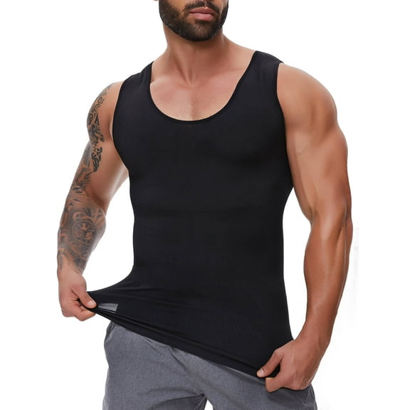 MANIFIQUE Gynecomastia Compression Shirts for Men - Sleeveless Slimming Undershirts Tummy Control and Body Shaper Tank Top