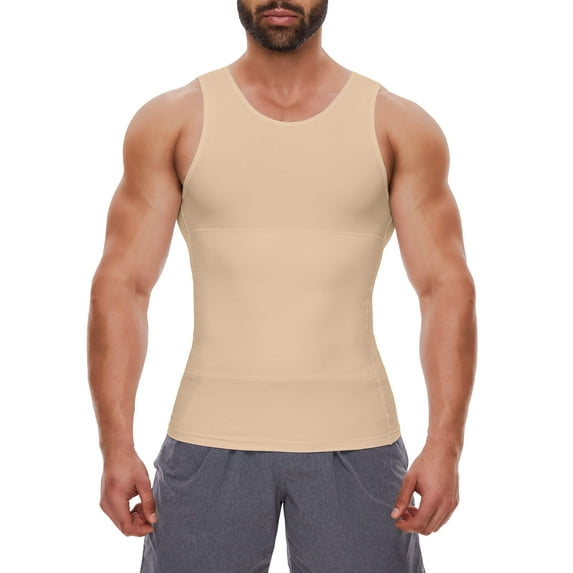 MANIFIQUE Gynecomastia Compression Shirts for Men, Tank Top Tummy Control Body Shaper, Slimming Undershirt