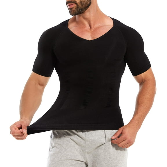 MANIFIQUE Gynecomastia Tank Tops Short Sleeve Slimming Compression Shirt Men, Mens Shapewear
