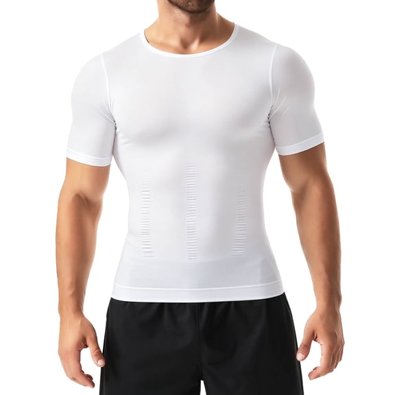 MANIFIQUE Gynecomastia Short Sleeve Slimming Compression Shirt Men, Shapewear Mens Tank Top Body Shaper, Athletic Workout Shirts