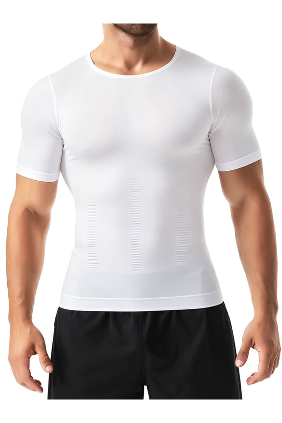 Gynecomastia Short Sleeve Slimming Compression Shirt Men, Shapewear Mens Tank Top Body Shaper, Athletic Workout Shirts