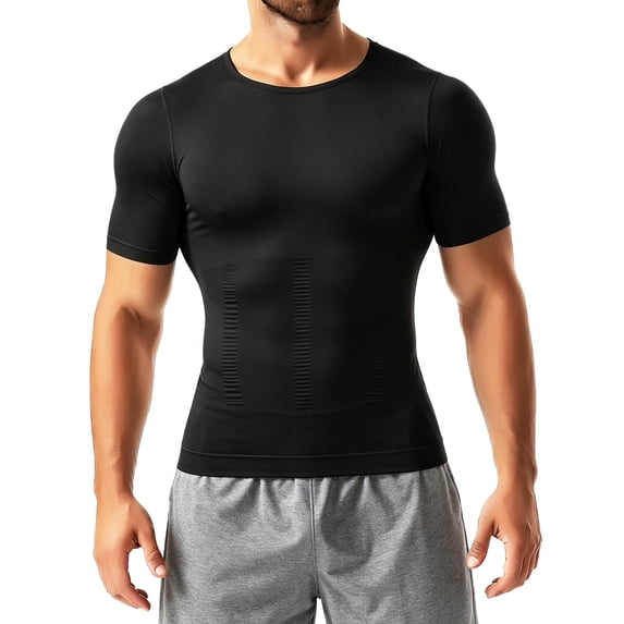 MANIFIQUE Short Sleeve Compression Shirt Men, Shapewear Mens Tank Top , Athletic Workout Shirts