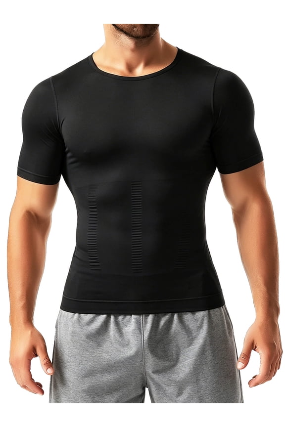 Gynecomastia Short Sleeve Slimming Compression Shirt Men, Shapewear Mens Tank Top Body Shaper, Athletic Workout Shirts