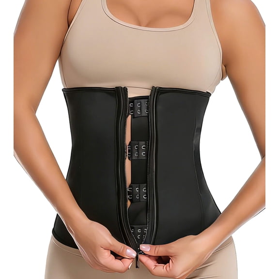 MANIFIQUE Latex Waist Trainer for Women Tummy Control Zipper Underbust Corset Cincher Hourglass Body Shaper