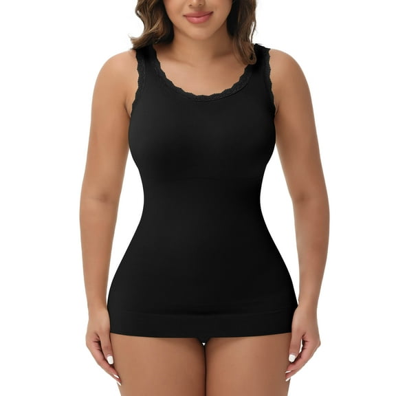 MANIFIQUE Women Tummy Control Shapewear Lace Tank Tops Seamless Compression Tops Slimming Body Shaper Camisole