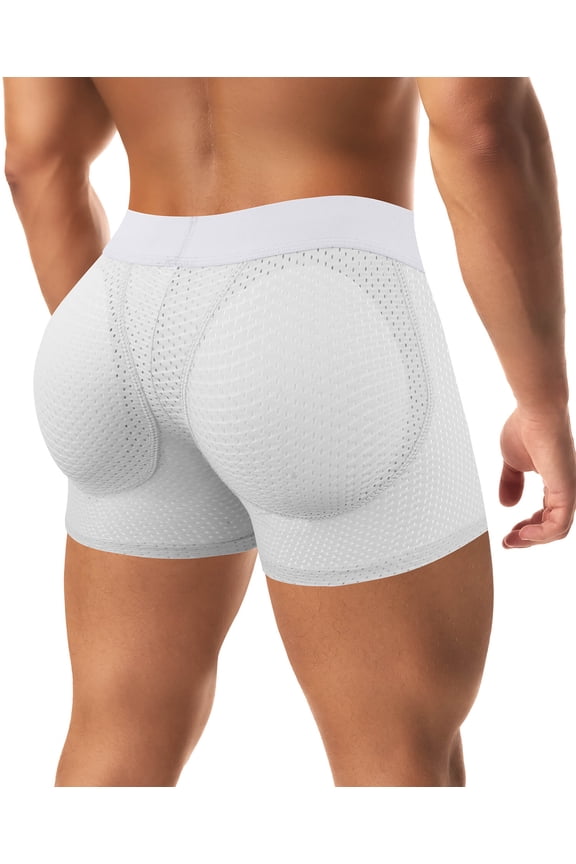 Men's Underwear Boxer Briefs Tummy Control Body Shaper Enhance Butt Lifter Shapewear with Removable Padded