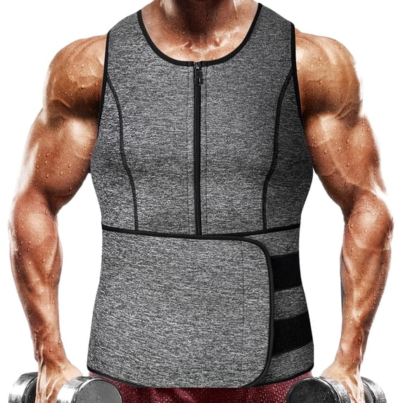 MANIFIQUE Men's Waist Trainer Sauna Suit Shirt, Gym & Exercise Compression Vest, Sweat-Boosting Workout Top