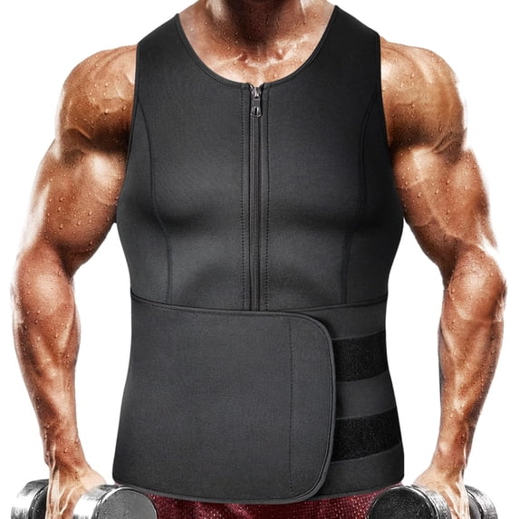 MANIFIQUE Men's Waist Trainer Sauna Suit Shirt, Gym & Exercise Compression Vest, Sweat-Boosting Workout Top