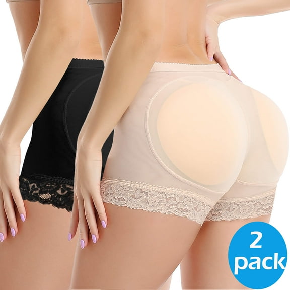 MANIFIQUE Padded Underwear for Women Butt Lifter Seamless Booty Pads Butt Enhancer Panties Lace Shapewear Boyshorts