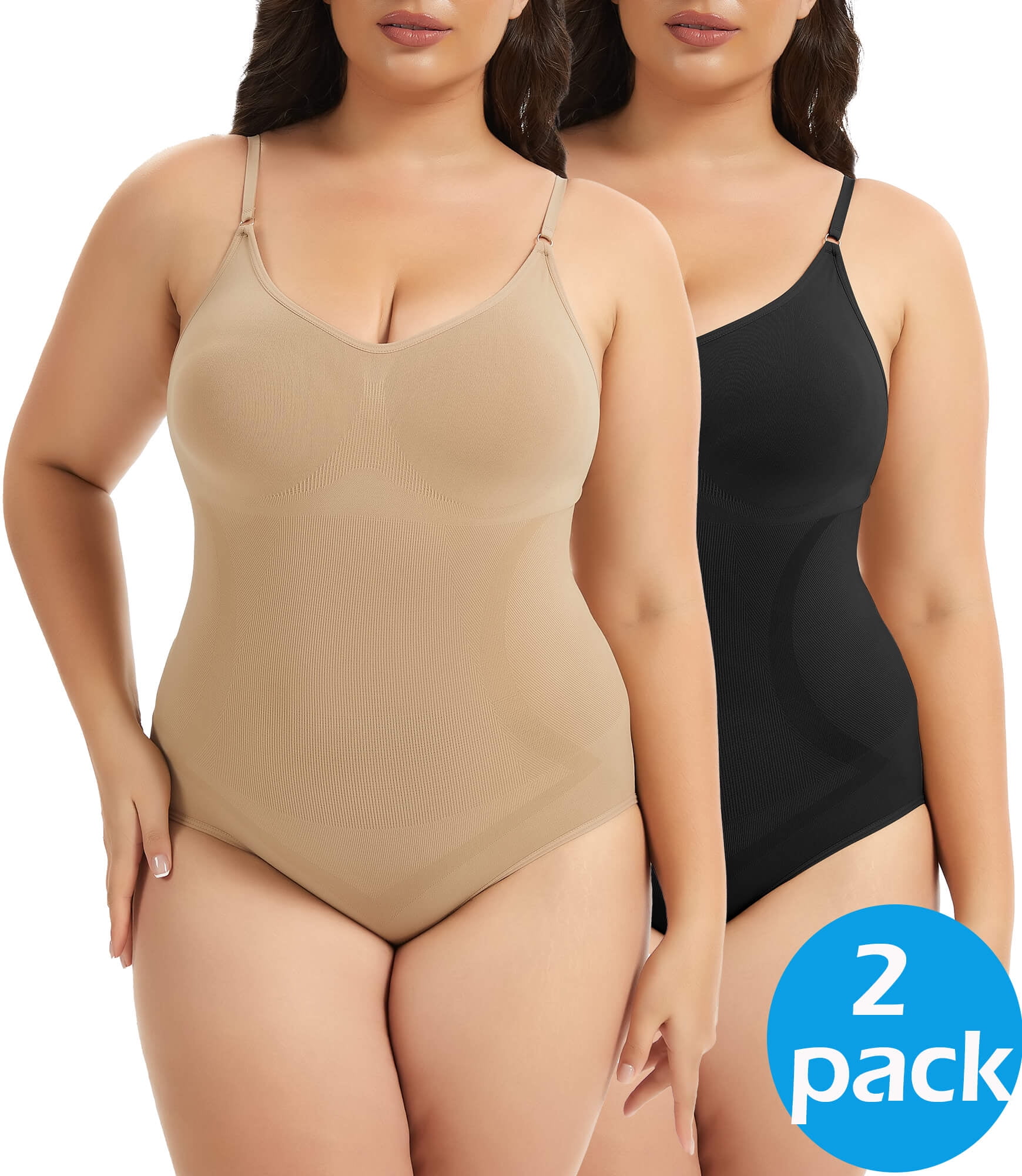 Lynclare Senza spalline Shapewear Slip per le donne sotto i vestiti scollo a V Full Slip Shaper controllo della pancia, Beige, Small