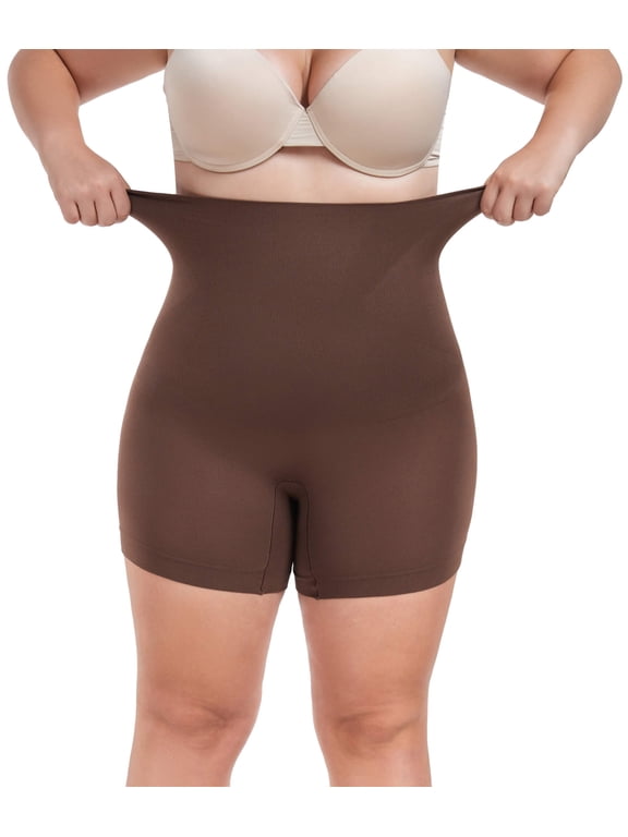 Plus Size High Waist Tummy Control Shapewear Shorts, Seamless Soft Body Shaper Boy Shorts 1X-4XL
