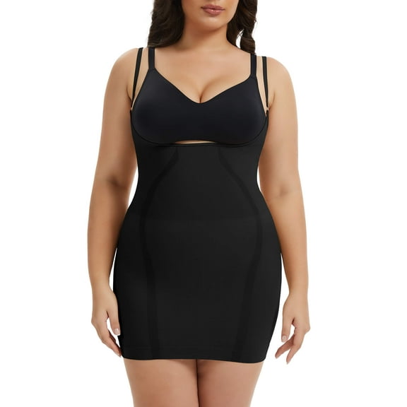 MANIFIQUE Plus Size Open Bust Full Slip - Breathable Body Shapewear - Medium Compression - Anti-Slip Construction