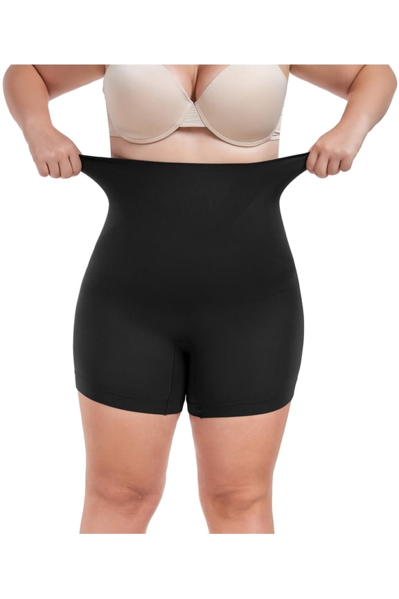 Plus Size High Waist Tummy Control Shapewear Shorts, Seamless Soft Body Shaper Boy Shorts 1X-4XL