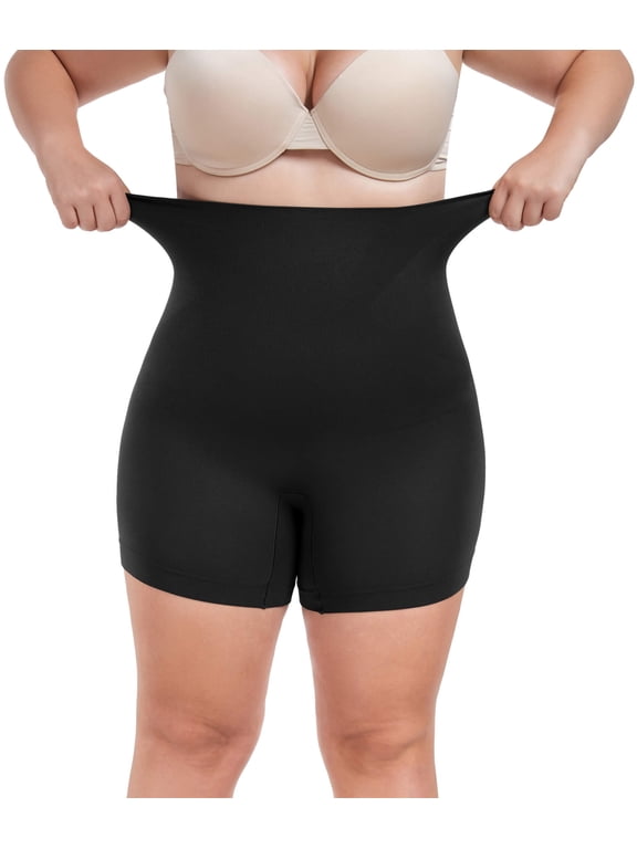Plus Size High Waist Tummy Control Shapewear Shorts, Seamless Soft Body Shaper Boy Shorts 1X-4XL