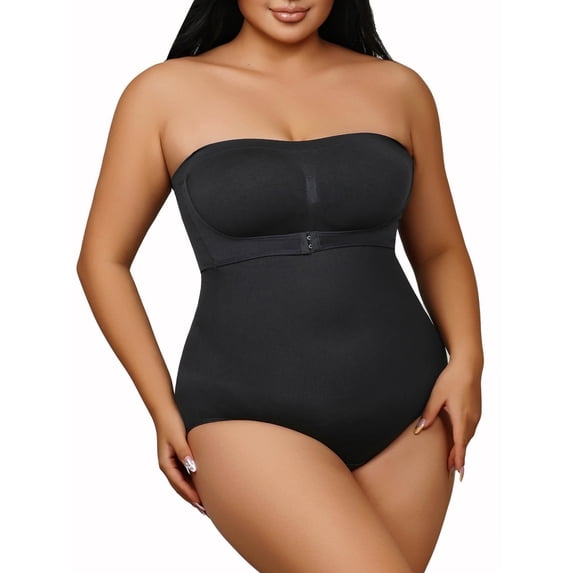 MANIFIQUE Plus Size Strapless Bodysuit for Women Tummy Control Shapewear Seamless Faja Body Shaper with Removable Straps