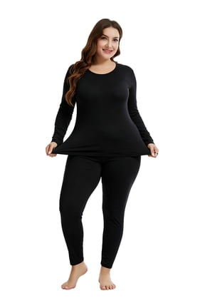 Plus Size Thermal Underwear for Women Long Johns Base Layer Top and Bottom Sets XL-5XL