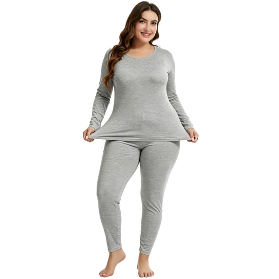 MANIFIQUE Plus Size Thermal Underwear for Women Long Johns Base Layer Top and Bottom Sets XL-5XL