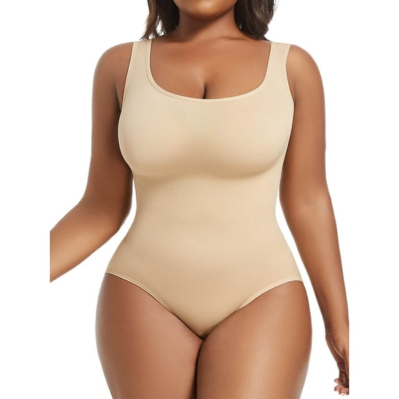 MANIFIQUE Plus Size Women's Seamless Shapewear Bodysuit Tummy Control Body Shaper Waist Snatching Body Suit