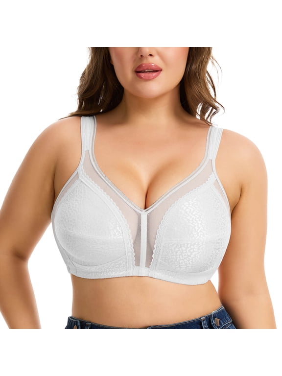 Women's Full Figure Minimizer Bras Comfort Large Busts Wire-Free Non Padded Plus Size Bra